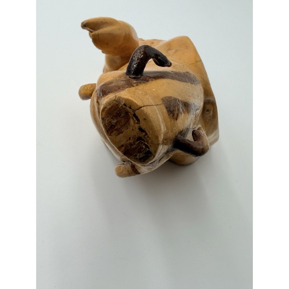 Hand Carved Wood Pig Boar Planter Holder Catchall Bowl Bizarre Folk Art WIERD - Picture 7 of 13